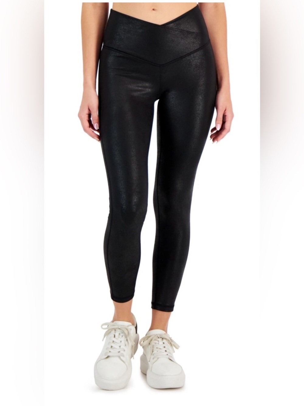 Jenni Women's Crackle V-Waistband 7/8 Leggings, Black, Medium, $29.99